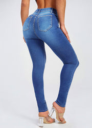 Simple Blue Pockets High Waist Denim Pants Summer