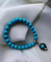 Simple Blue Stainless Steel Turquoise Charm Bracelet