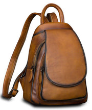 Simple Brown Large Capacity Genuine Calf Leather Backpack Bag