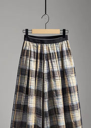 Simple Brown Plaid Patchwork Tulle Skirt Summer