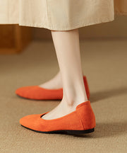 Simple Comfortable Flats Penny Loafers Orange Suede