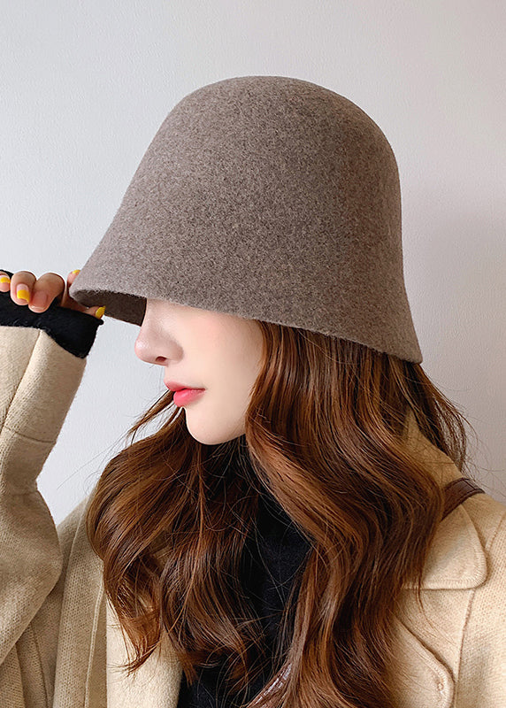 Simple Fashion Versatile Coffee Woolen Bucket Hat