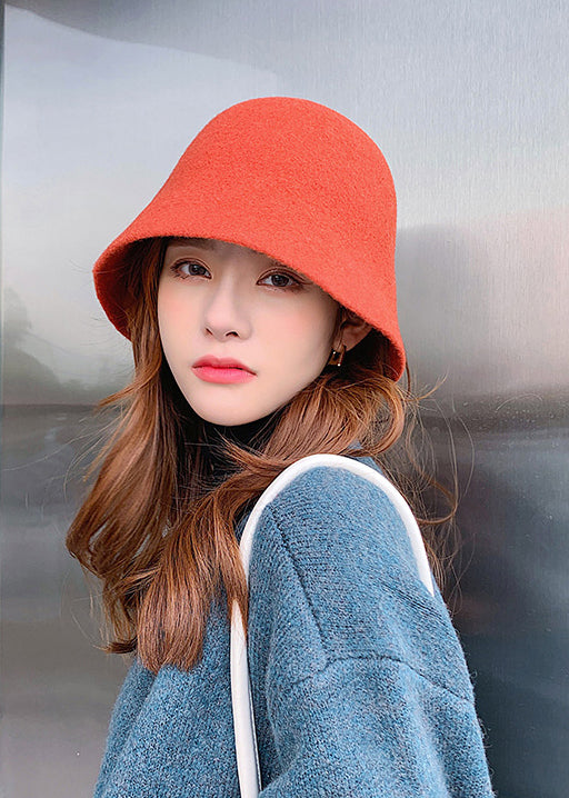 Simple Fashion Versatile Coffee Woolen Bucket Hat