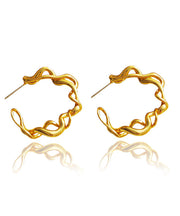 Simple Gold Plated C Graphic Hoop Earrings