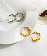 Simple Gold Plated C Graphic Hoop Earrings