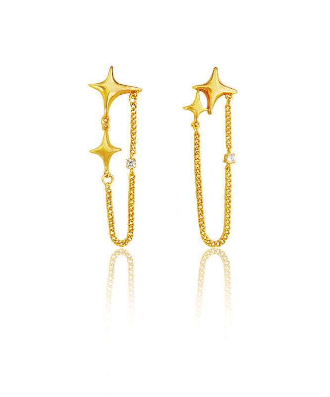 Simple Gold Plated Zircon Drop Earrings