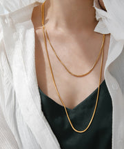 Simple Gold Stainless Steel Overgild Long Necklace