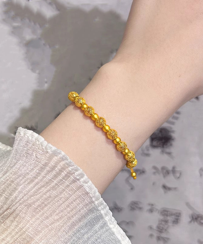 Simple Gold Sterling Handwoven Silver Overgild Embroidery Ball Chain Bracelet