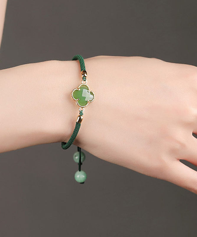 Simple Green Jade Coloured Glaze Charm Bracelet