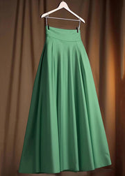 Simple Green Solid High Waist Cotton Skirt Spring