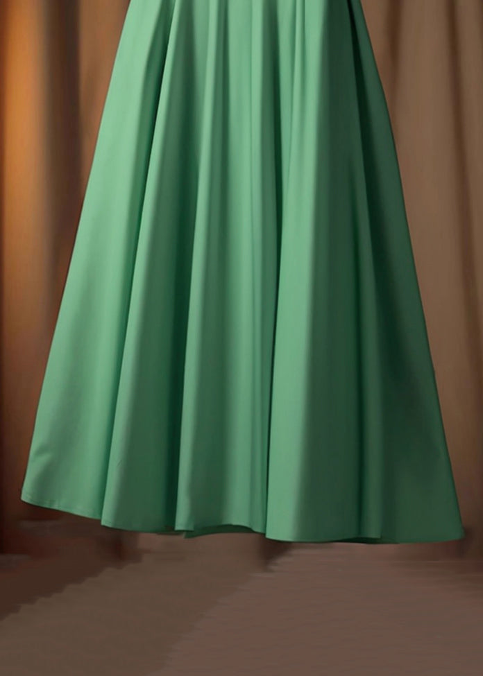 Simple Green Solid High Waist Cotton Skirt Spring