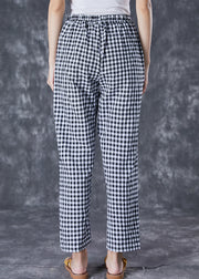 Simple Grey Plaid Pockets Linen Harem Pants Fall