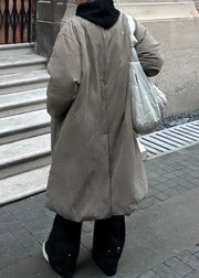 Simple Khaki Pockets Solid Duck Down Men Down Coat Winter