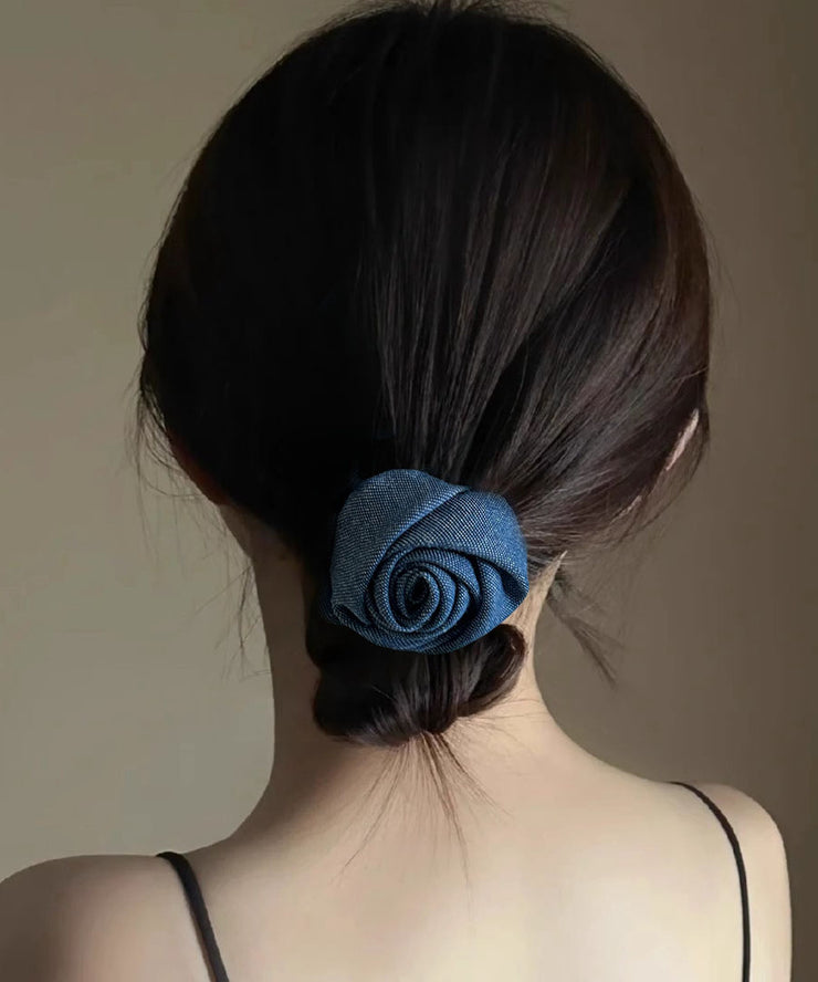 Simple Light Blue Cowboy Fabric Rose Hair Band