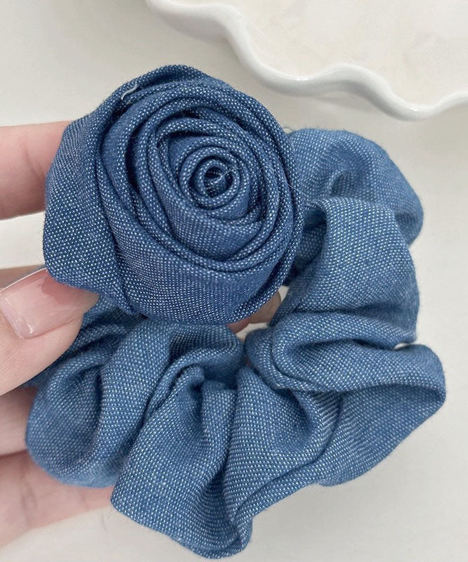 Simple Light Blue Cowboy Fabric Rose Hair Band