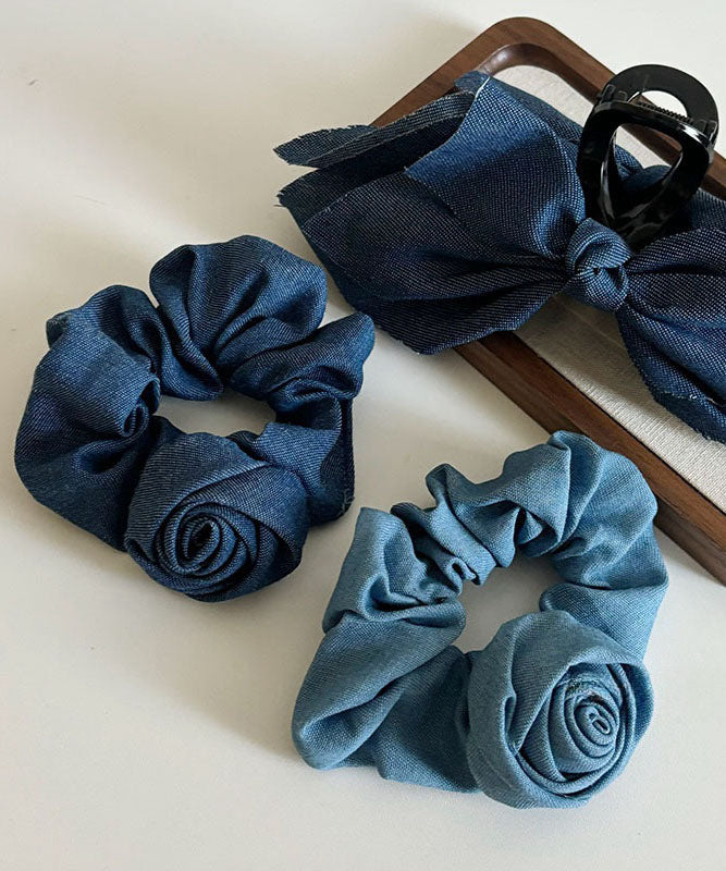 Simple Light Blue Cowboy Fabric Rose Hair Band