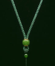 Simple Light Green Hand Knitting Jade Pendant Necklace