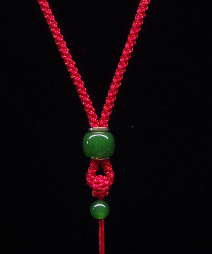 Simple Light Green Hand Knitting Jade Pendant Necklace