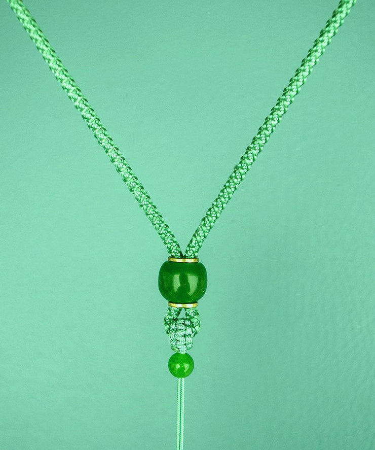 Simple Light Green Hand Knitting Jade Pendant Necklace