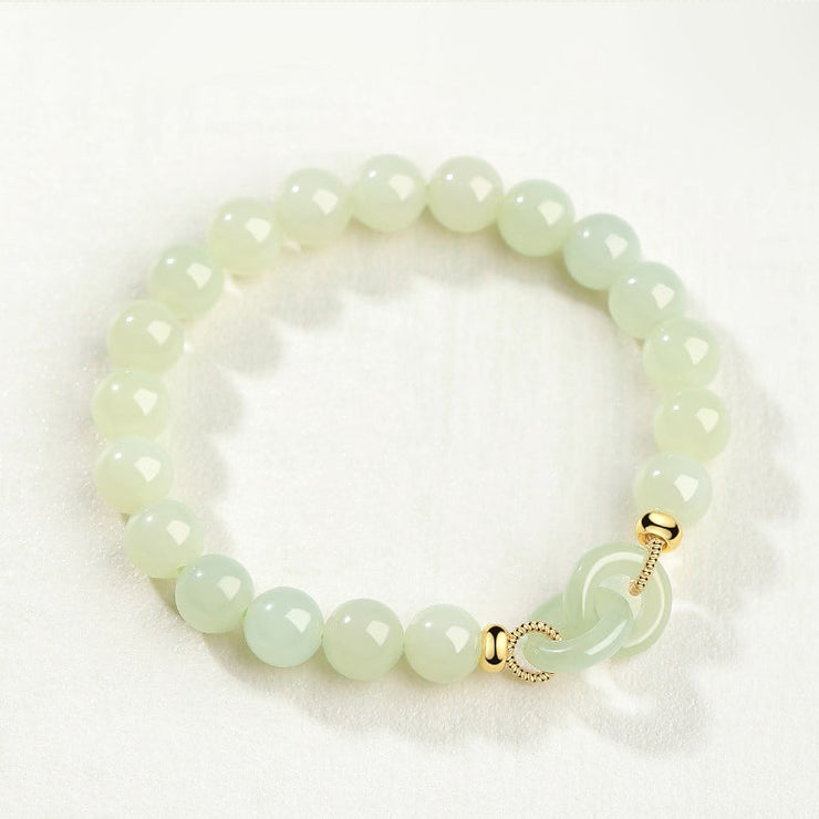 Simple Little Green Pearl Beading Ping Buckle Bracelet