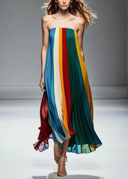 Simple Multicolor Backless Wrinkled Chiffon Strapless Dresses Summer