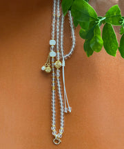 Simple Nude Hand Woven Crystal Jade Tassel Pendant Necklace