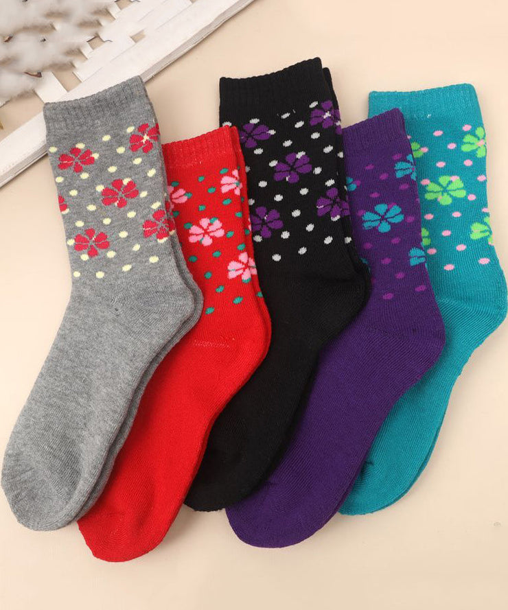 Simple Print Winter Thick Cotton Crew Socks