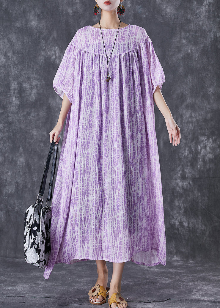 Simple Purple Oversized Exra Large Hem Linen Dress Summer