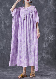 Simple Purple Oversized Exra Large Hem Linen Dress Summer