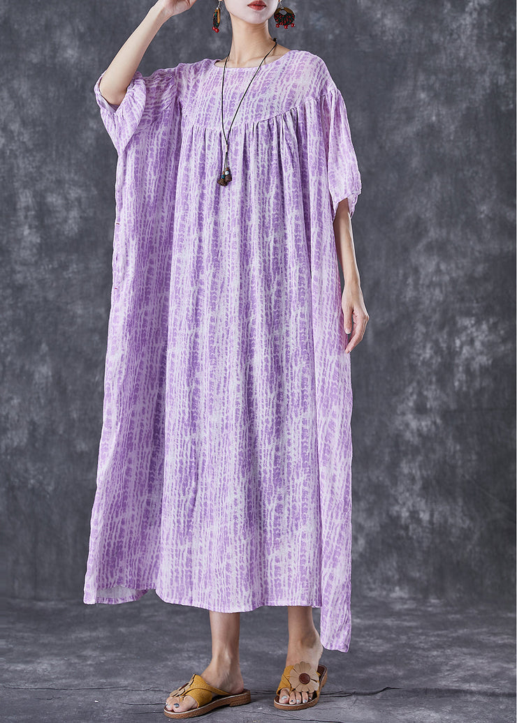 Simple Purple Oversized Exra Large Hem Linen Dress Summer