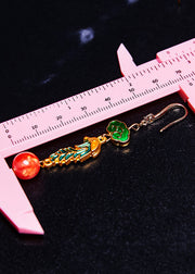 Simple Red Gem Stone Phoenix Gilding Drop Earrings