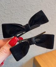 Simple Red Metal Bow Silk Velour Kids Hairpin