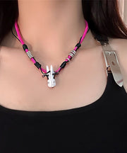 Simple Rose Alloy Hand Knitting Little Rabbit Pendant Necklace