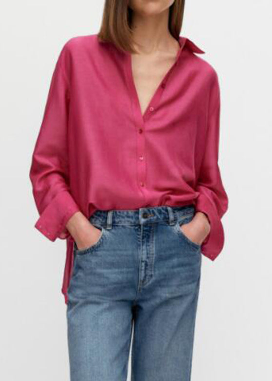 Simple Rose Peter Pan Collar Button Shirt Spring