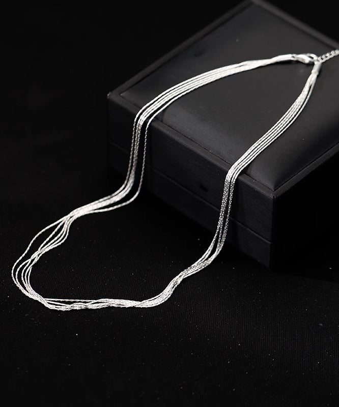 Simple Silk Sterling Silver Layered Necklace