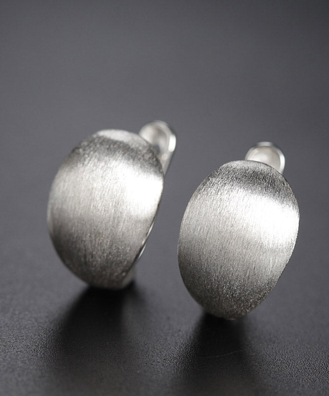 Simple Silk Sterling Silver Stud Earrings