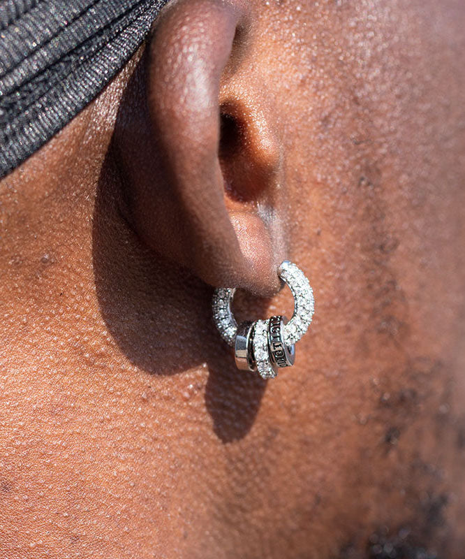 Simple Silk Sterling Silver Zircon Hoop Earrings