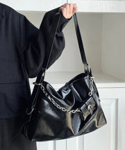 Simple Silk Zippered Faux Leather Satchel Handbag