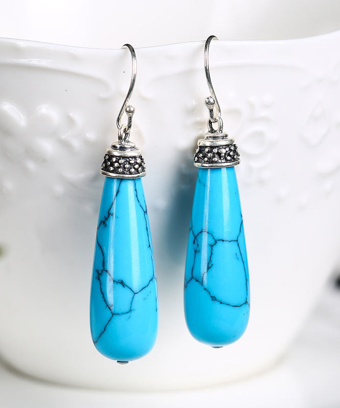 Simple Sterling Silver Turquoise Drop Earrings