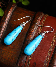 Simple Sterling Silver Turquoise Drop Earrings