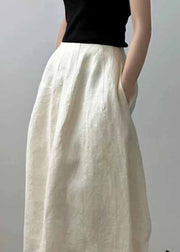 Simple Style Beige Pockets Cotton Skirts Fall