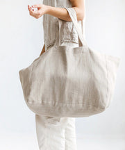 Simple Style Large Capacity Linen Tote Handbag