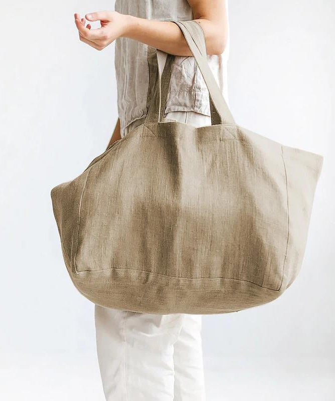 Simple Style Large Capacity Linen Tote Handbag