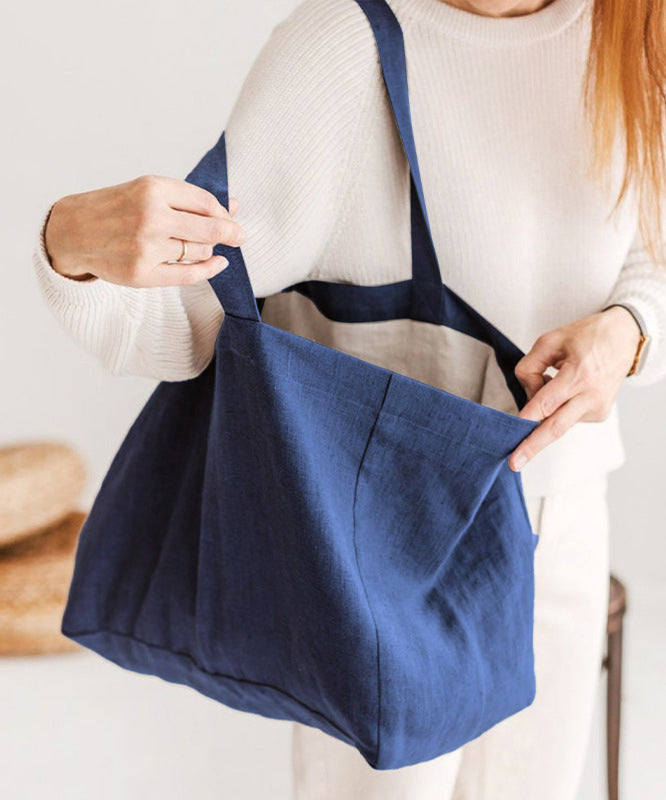 Simple Style Large Capacity Linen Tote Handbag