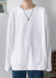 Simple Versatile White O Neck Cotton Mens T Shirts Spring