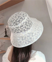 Simple White Daisy Lace Patchwork Embroideried Floppy Sun Hat