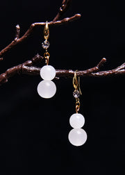 Simple White Jade Gourd Drop Earrings