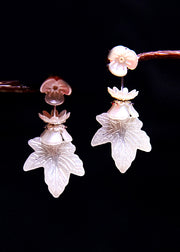 Simple White Leaf Acrylic Drop Earrings