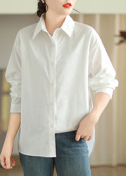 Simple White Oversized Cotton Shirts Spring