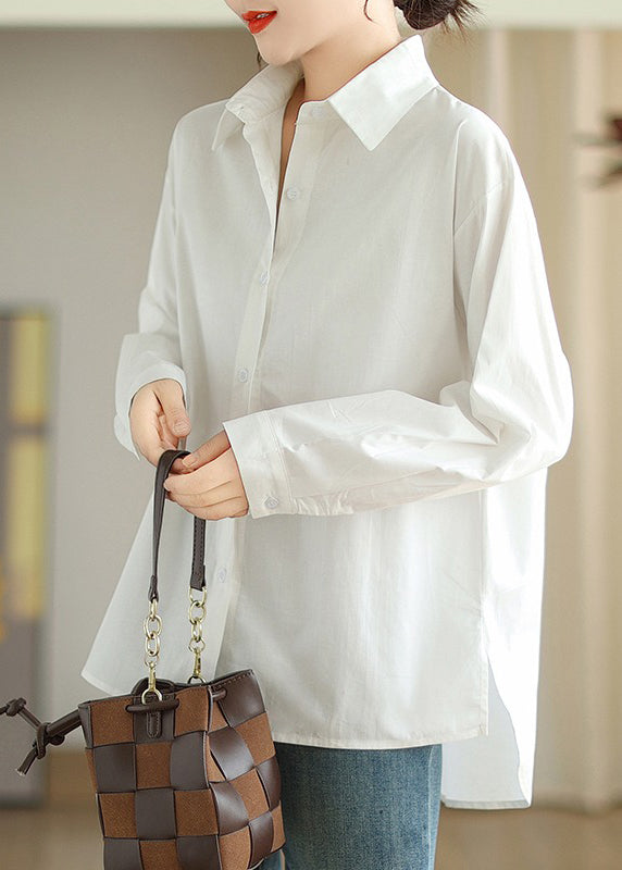 Simple White Oversized Cotton Shirts Spring